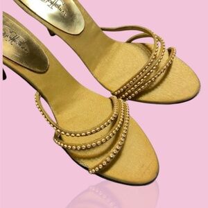 Luxurious Gold Beaded Heels